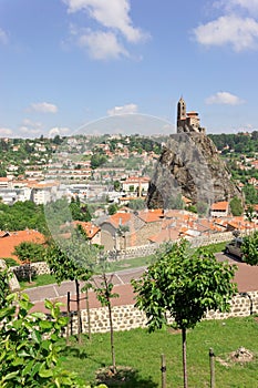 Le Puy-en-Velay, France. St Michel d`Aiguilhe chapel