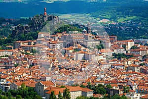 Le Puy-en-Velay town, France, panoramic view