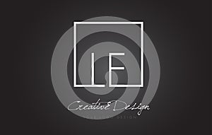 LE Square Frame Letter Logo Design with Black and White Colors.