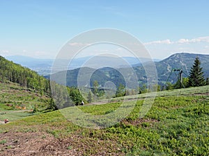 Lea at Klimczok mount 1 117 m in Silesian Beskids near European Bielsko-Biala city in Poland