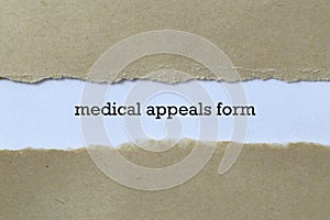 Medical appeals form word on paper photo