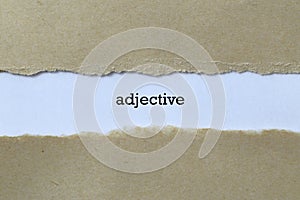 Adjective on white paper photo