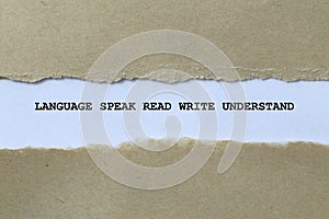 language speak read write understand on white paper photo