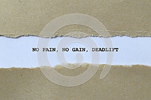 no pain no gain deadlift on white paper photo