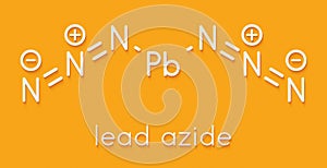 Lead azide detonator explosive molecule. Skeletal formula.