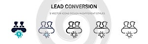 Lead conversion icon in filled, thin line, outline and stroke style. Vector illustration of two colored and black lead conversion