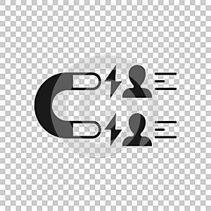 Lead conversion icon in flat style. Attract vector illustration on white isolated background. Magnet business concept