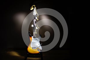 Lead electric sunburst guitar, lighting painting with light