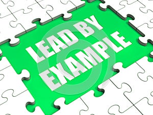 Lead by Example Puzzle Shows Leading Leadership