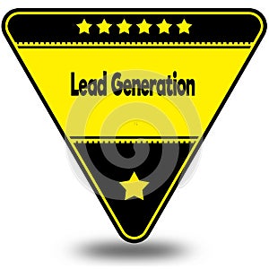LEAD GENERATION on black and yellow triangle with shadow.