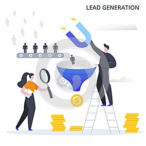Lead Generation business process. The process of attracting potential customers to the sales funnel and profit from