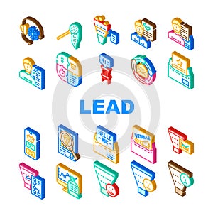 lead generation customer business icons set vector