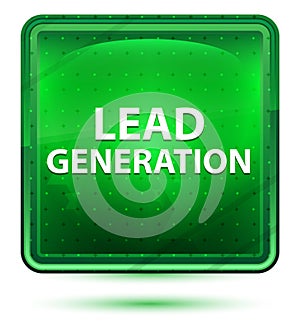 Lead Generation Neon Light Green Square Button