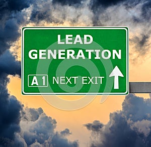 LEAD GENERATION road sign against clear blue sky