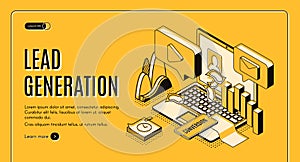 Lead generation strategy isometric vector website