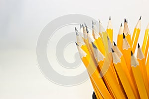 lead pencils in metal cup isolated on white