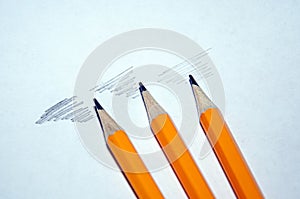 Lead pencils various length on white background