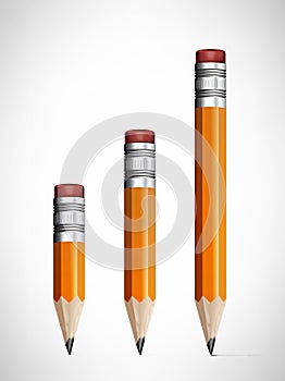 Lead pencils various length on white background.