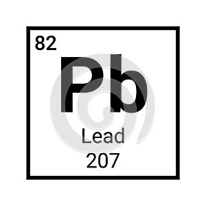 Lead periodic element chemical icon formula. Lead symbol mendeleev table element