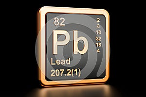 Lead plumbum Pb chemical element. 3D rendering photo