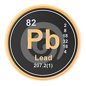 Lead plumbum Pb chemical element. 3D rendering photo