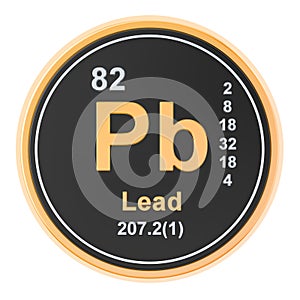 Lead plumbum Pb chemical element. 3D rendering