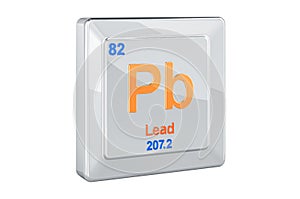 Lead plumbum Pb, chemical element sign. 3D rendering photo