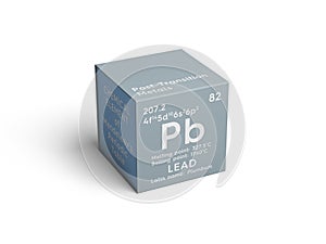 Lead. Plumbum. Post-transition metals. Chemical Element of Mendeleev\'s Periodic Table. 3D illustration photo