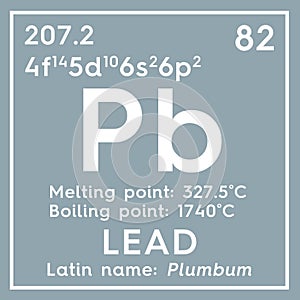 Lead. Plumbum. Post-transition metals. Chemical Element of Mendeleev\'s Periodic Table. 3D illustration photo