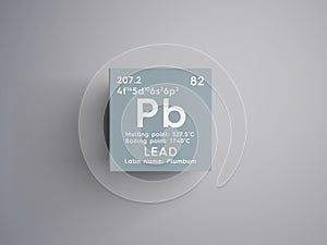 Lead. Plumbum. Post-transition metals. Chemical Element of Mendeleev\'s Periodic Table. 3D illustration photo