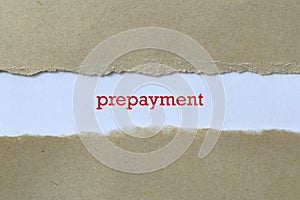 Prepayment on white paper photo