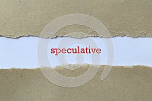 Speculative on white paper photo