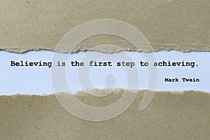 Believing is the first step to achieving. photo