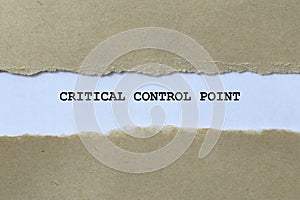 critical control point on white paper