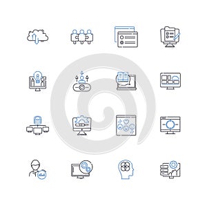 Lead reputation line icons collection. perception, image, status, influence, credibility, reliability, authority vector