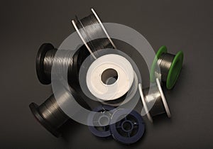 Lead solder. Coils of lead solder. Soldering of electronic equipment