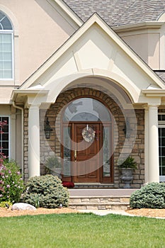 Leaded Glass And Wood Entry Door