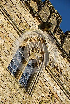 Leaded mullioned window in Battle Abbey gatehouse