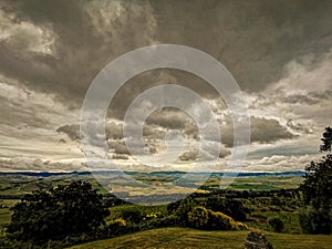 Leaden sky over Tuscany countryside