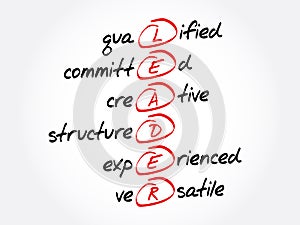 LEADER acronym, business concept background