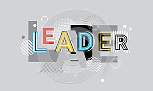 Leader Business Leadership Creative Word Over Abstract Geometric Shapes Background Web Banner