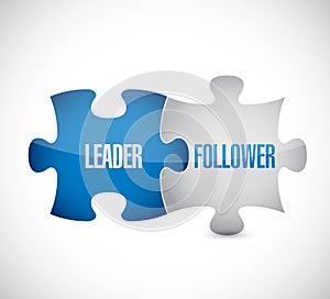 leader and follower puzzle pieces sign