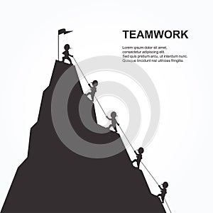 Leader help their friend to climb to the top of the mountain. Vector illustration