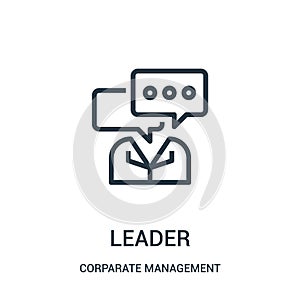 leader icon vector from corparate management collection. Thin line leader outline icon vector illustration. Linear symbol for use photo