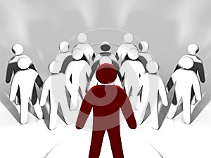 Leader leading people