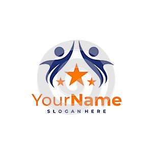 Leader logo design Template. Star People logo vector illustration