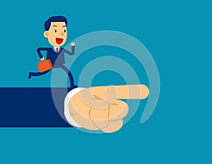 Leader pointing way to success. Concept business supporter vector illustration, Kid flat character style design, Cute business