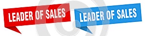 leader of sales banner. leader of sales speech bubble label set.