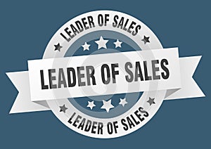 leader of sales round ribbon isolated label. leader of sales sign.