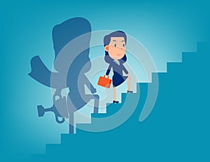 Leader and stairway to success. Successful business concept, Flat Kid cartoon vector design